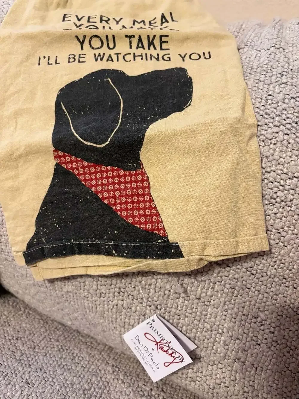 Primitives by Kathy Dan DiPaolo Be Watching You Dog Kitchen Towel